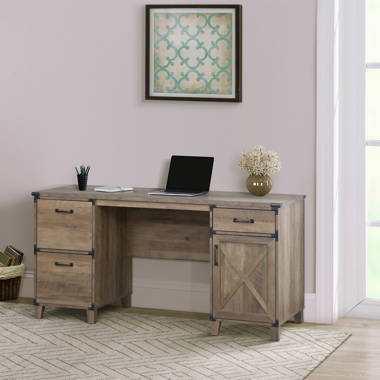 Veda 54'' Desk Sand & Stable Color: Dark Gray Hickory