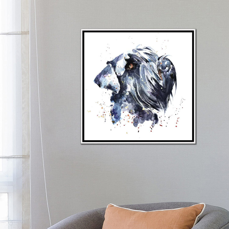 Schnauzer géant par EdsWatercolours - impression, Toile blanche encadrée, Pas de tapis, H 26 po x l 26 po x P 1,5 po