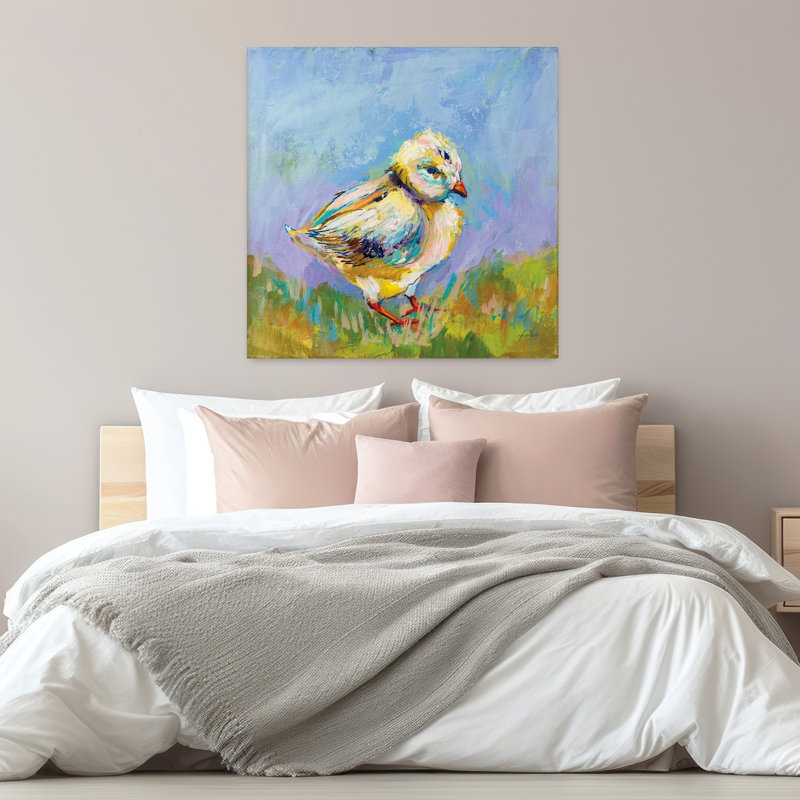 Contemporary Easter Chick With Animals Aqua Art, 32" H x 32" W