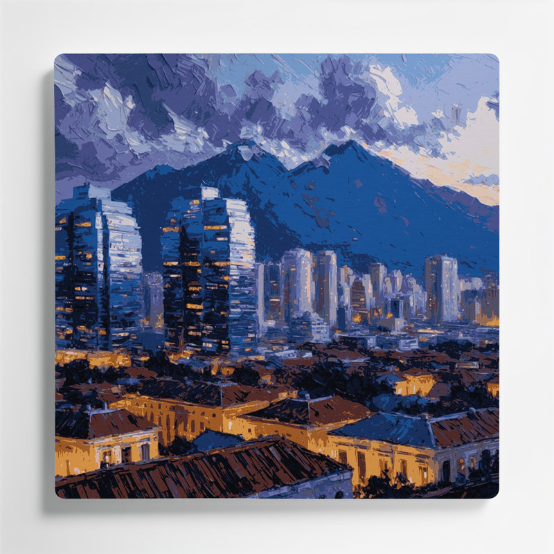Art mural bleu en cités, villes, Caracas, Vénézuéla, H 12 po x l 12 po
