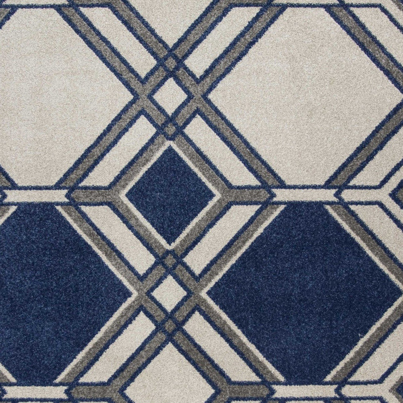 Tapis ivoire à motif géométrique, Tapis de couloir 1 pi 1 po x 3 pi 11 po