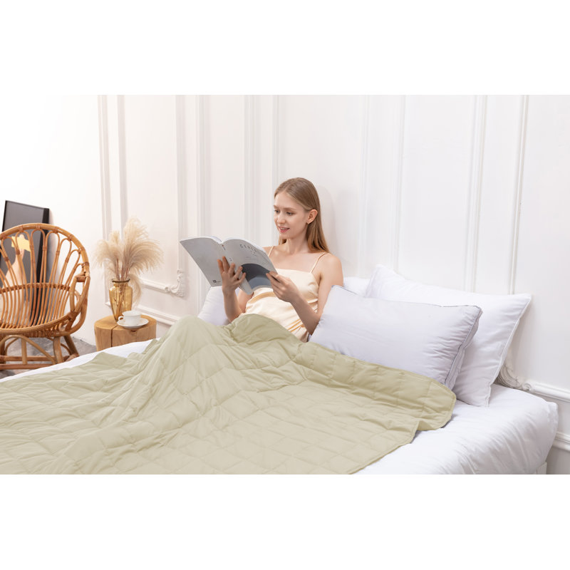 Couverture lestée ultra douce pour un sommeil profond, soulage le stress et l'anxiété, L 80 po x l 60 po, Beige