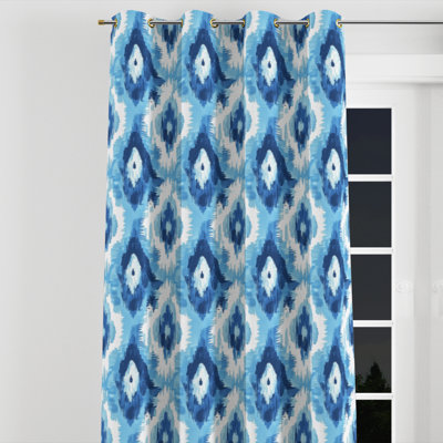 Coastal Blackout Curtains - Blue Bakarne Grommet Curtain - 1 Panel