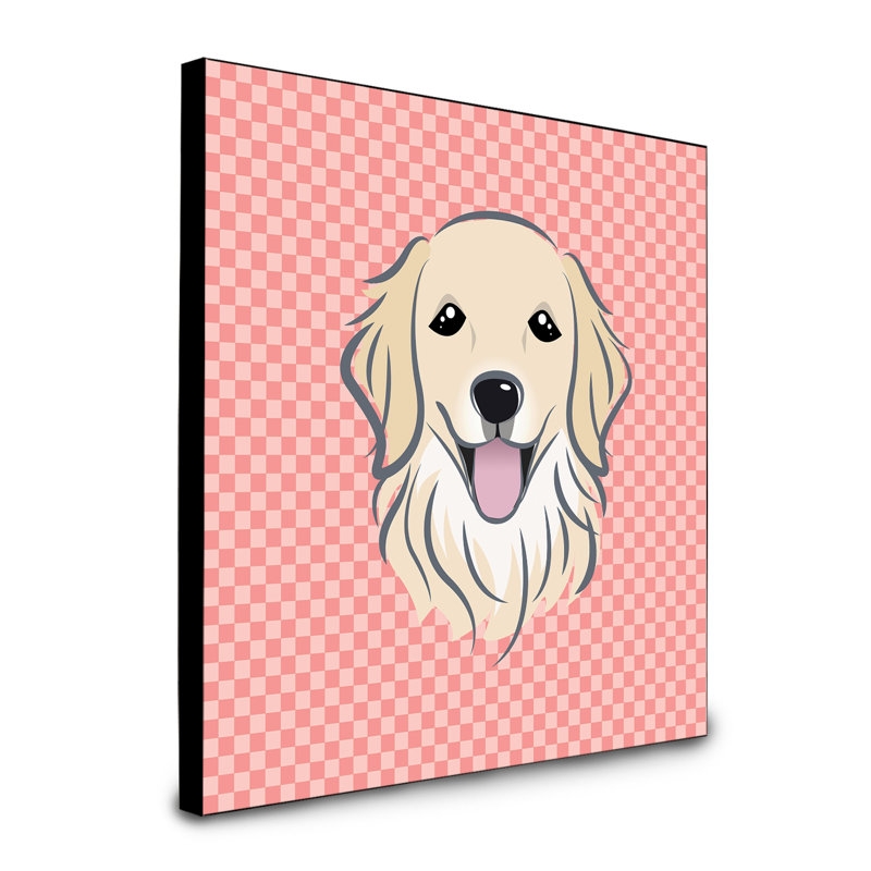 Dungorbery Artwork Wall Panel, Long Hair Golden Retriever, Pink