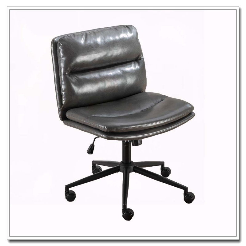Bizerte Adjustable Swivel Criss-Cross Chair,Wide Seat/ Office Chair /Vanity Chair,Gray, Gray