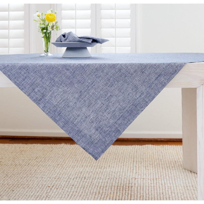 100% Pure Linen Table Throw - Athena, Chambray Indigo