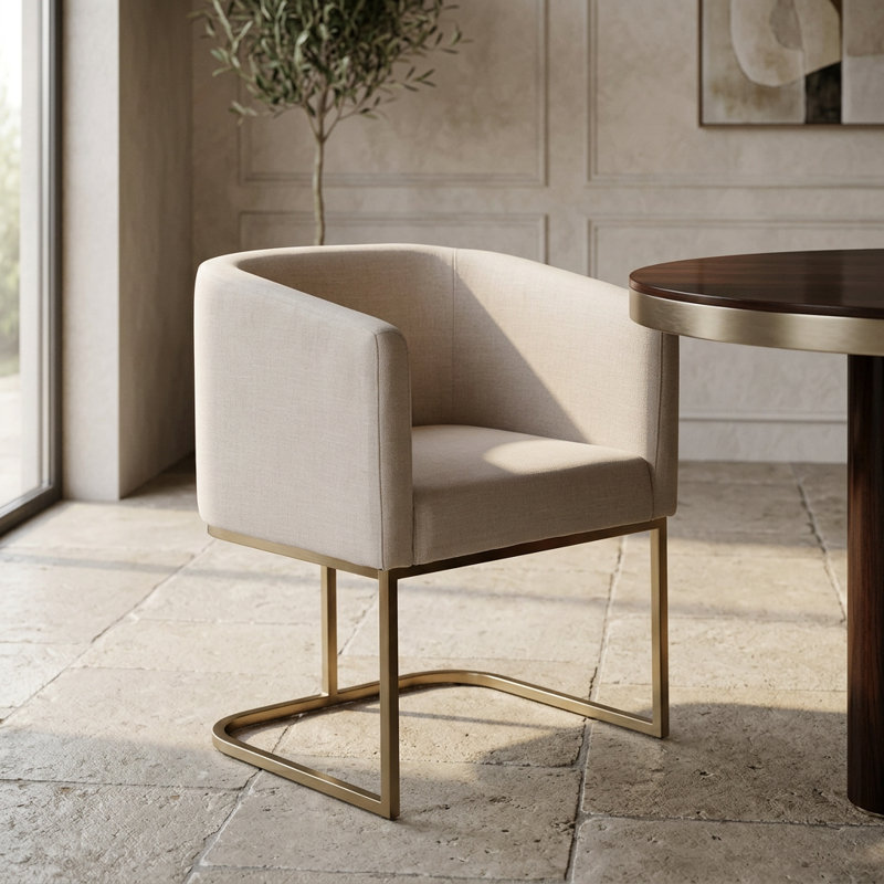 Fauteuil rembourrée Echo, Blanc cassé
