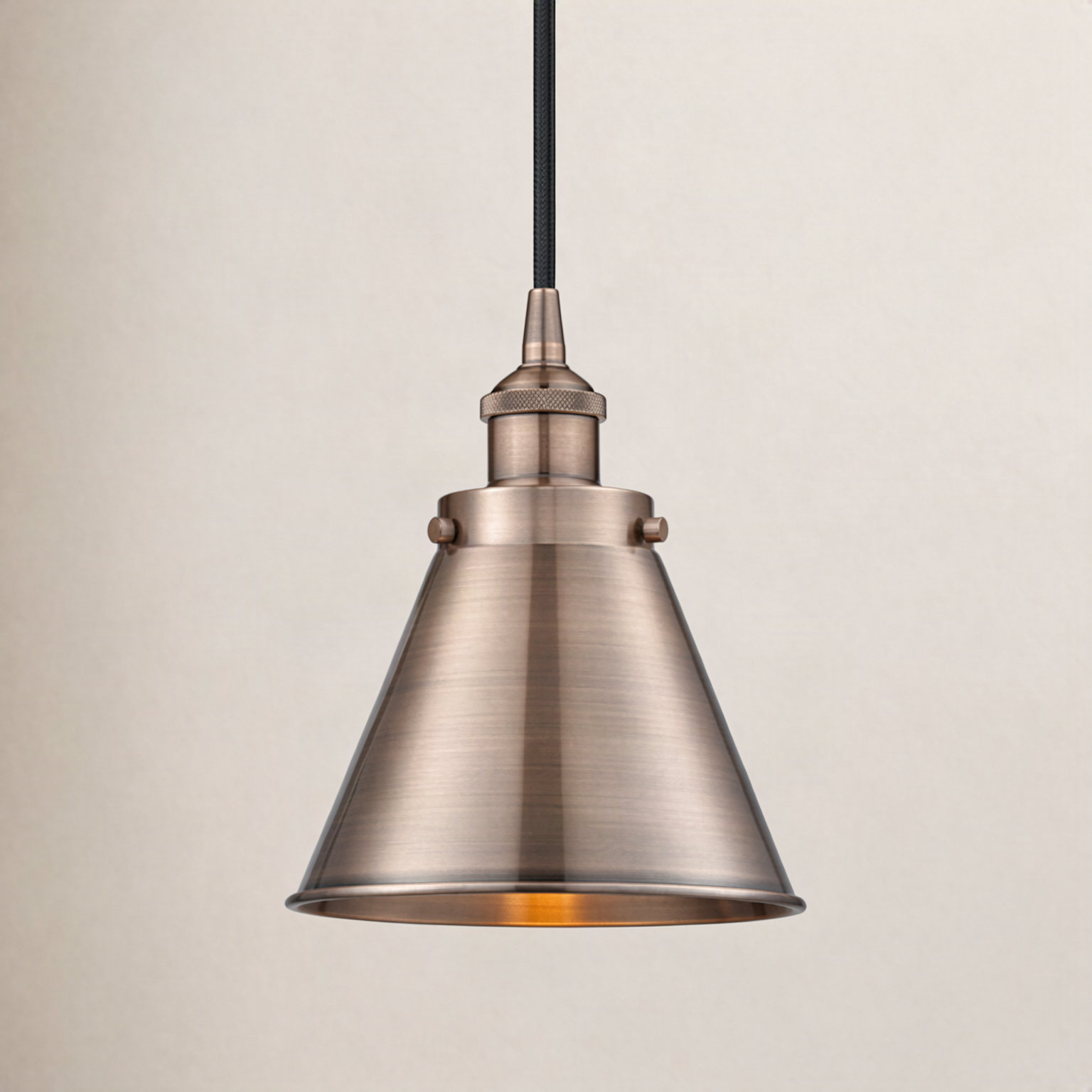 Rouvin Single Light Metal Dimmable Pendant, Antique Copper