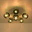 Bubble Blue Glass Sputnik Semi Flush Chandelier in Brass Finish 