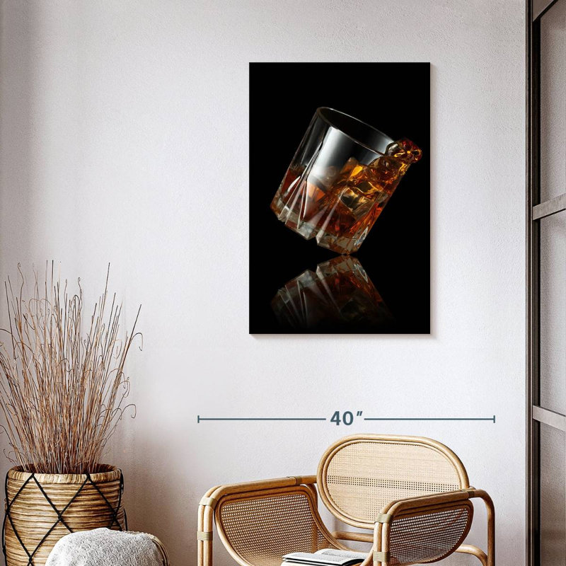 Whiskey Glass Reflection Canvas Print, 36" H x 24" W x 1.25" D