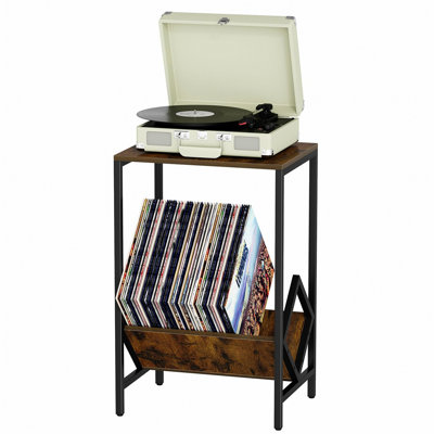 2-Tier End Table, Record Player Stand For 100 Albums by 17 Stories