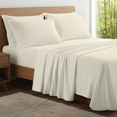 100% Organic Viscose From Bamboo Sheets Set, 300 Thread Count, 4-pc Set, Luxury Cooling Sheets, Deep Pockets - Gift-Ready Packaging, Queen Size (Buttercream)