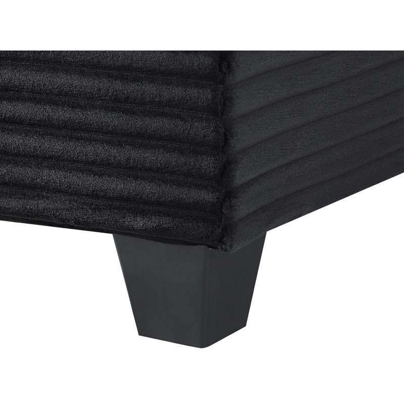 Canapé modulaire en velours côtelé 125,2 po avec repose-pieds, Velours côtelé noir