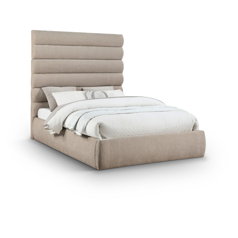 Lit en tissu Adam Chenille, Grand, Tissu chenille beige