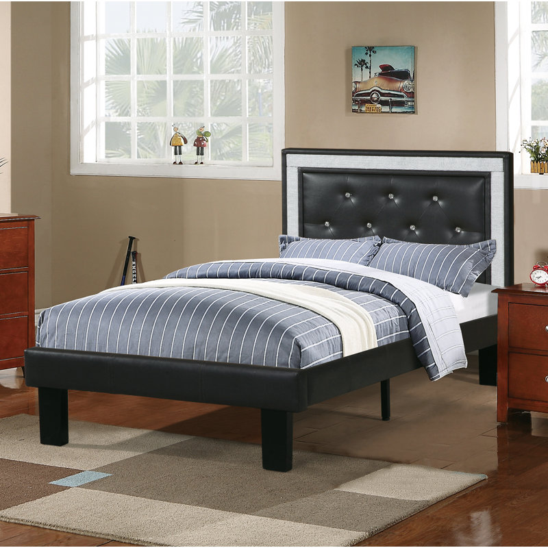 Burdick Vegan Leather Bed, Full, Ash Black