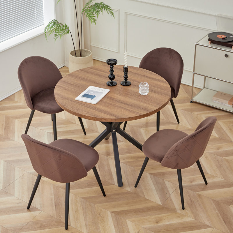 Adebola 43cm H Upholstered Metal Side Chair, Brown