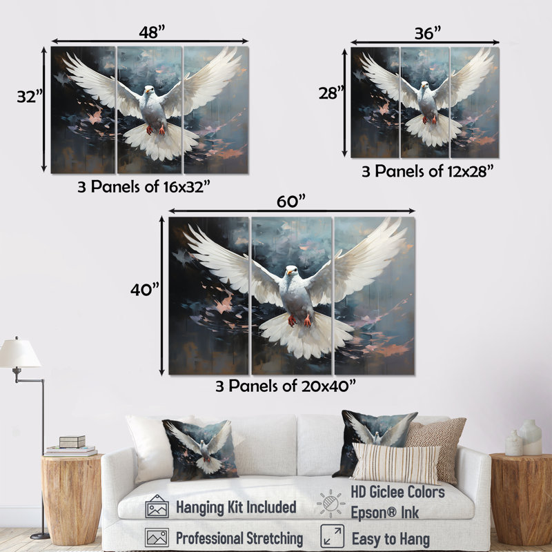Ensemble de salon Minimalisme Blue Dove III, H 28 po x l 36 po, Toile tendue