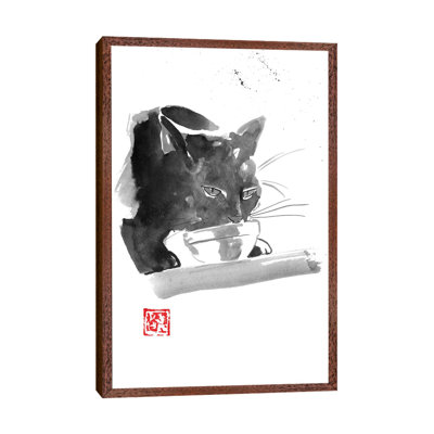 Drinking Cat 1 Piece Painting on Canvas