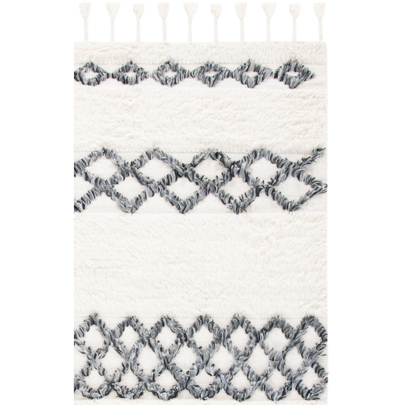 Tapis géométrique en laine / coton tissé à la main Benyam, Tapis de couloir 2 pi 3 po x 9 pi