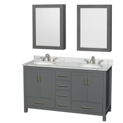 Sheffield 60" Double Bathroom Vanity Set with Mirror