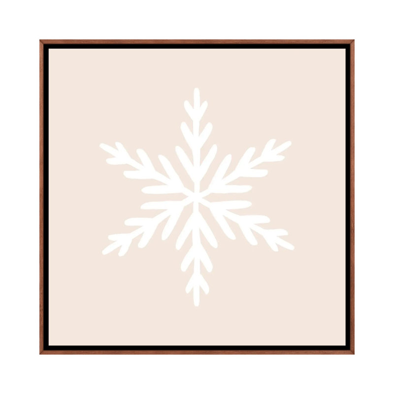 « Snowflake » par Orara studio-reproduction d’art, Toile avec cadre en bois brun classique, Pas de tapis