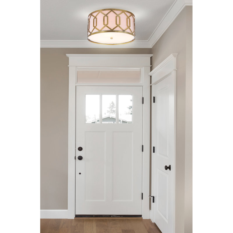 Tarpley Metal LED Flush Mount, Brass Gold, 9" H x 16.25" W x 16.25" D
