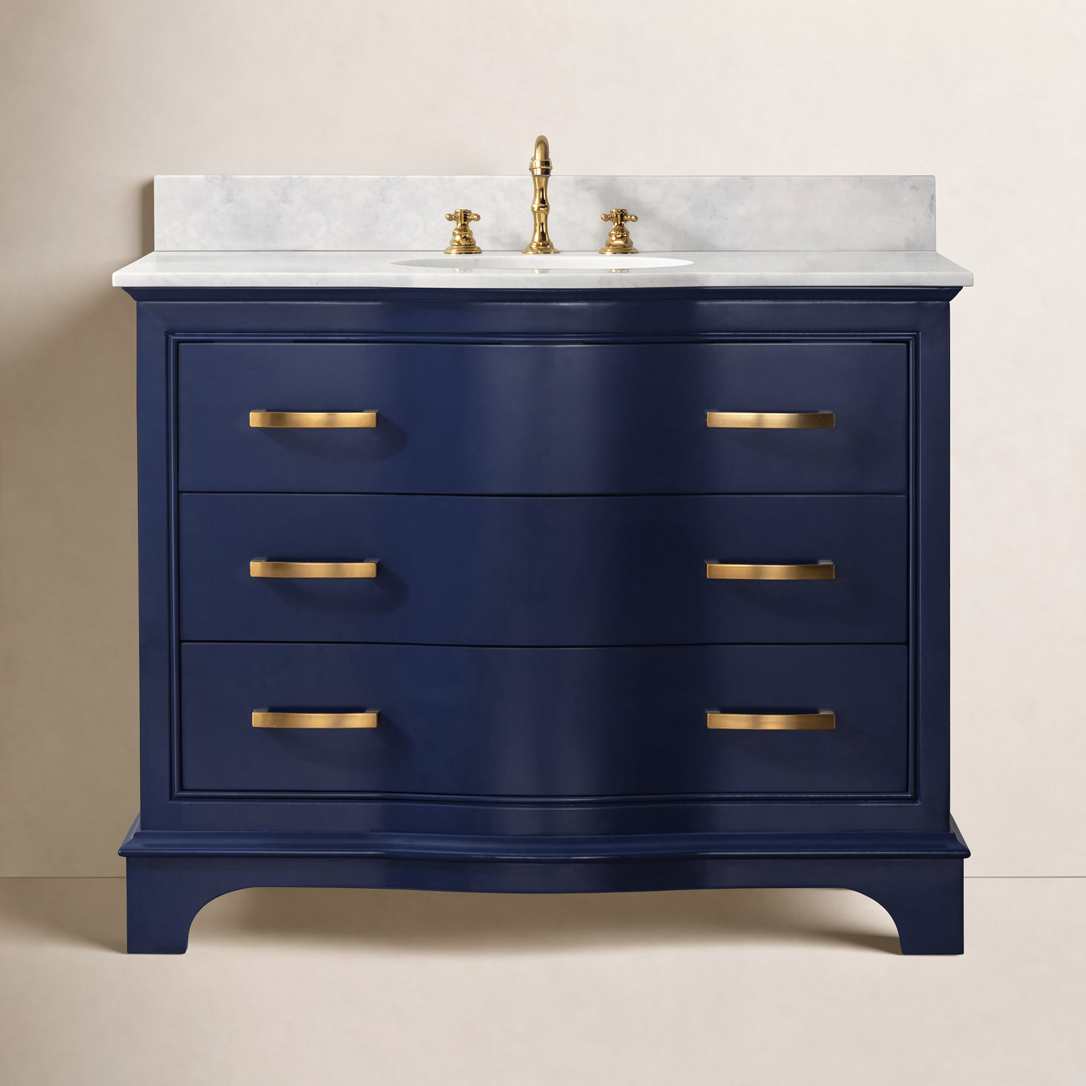 Goleta 42" Pine Single Bathroom Vanity, Navy Blue/Brushed Gold
