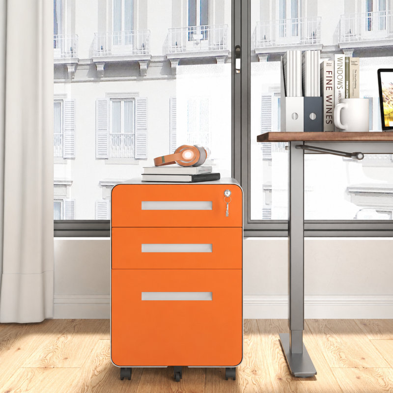 40cm Wide 3 -Drawer File Cabinet, Orange