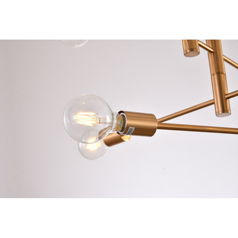 Modern 8 Light Brass Linear Arm Chandelier