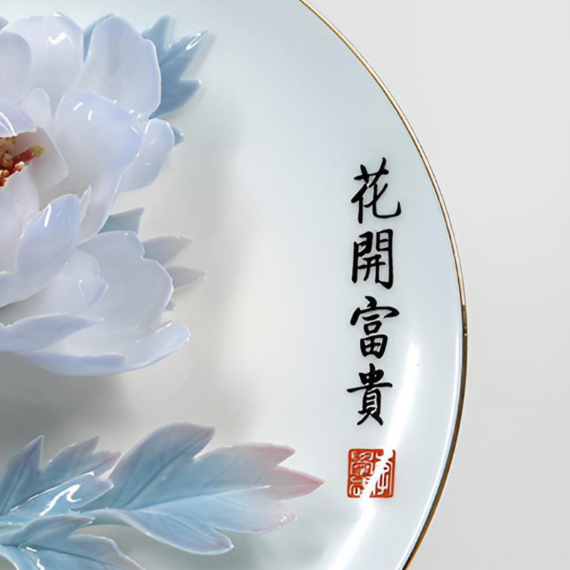 Décoration artisanale en porcelaine pivoine 3D