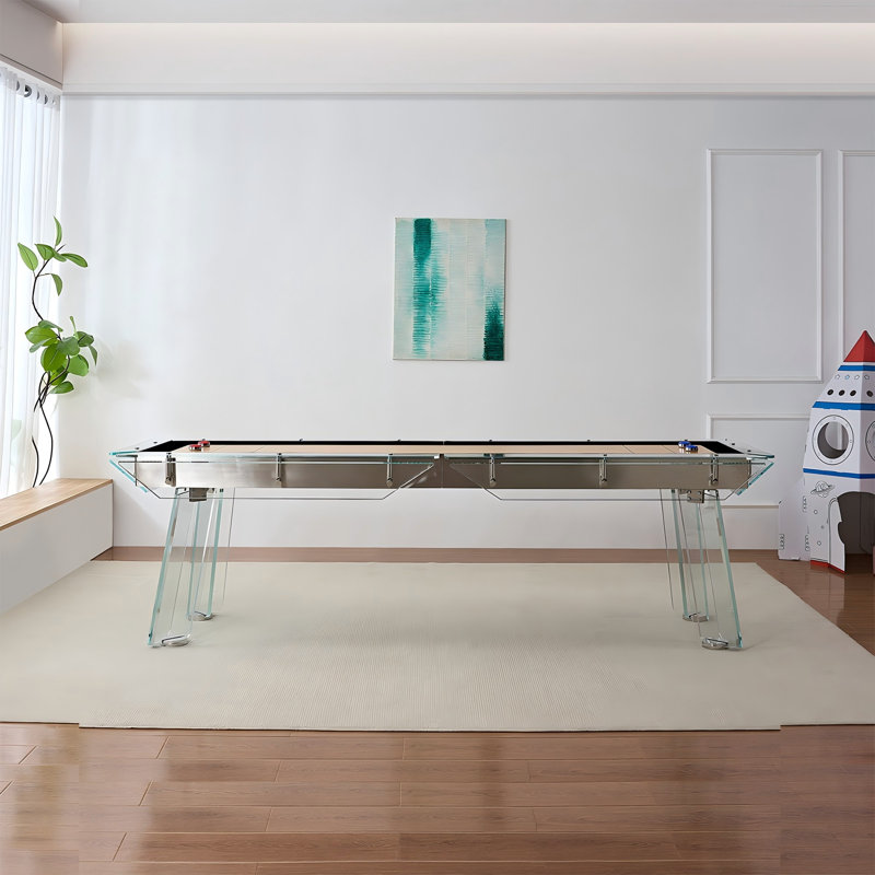 9'Premium Crystal Tempered Glass Shuffleboard Table