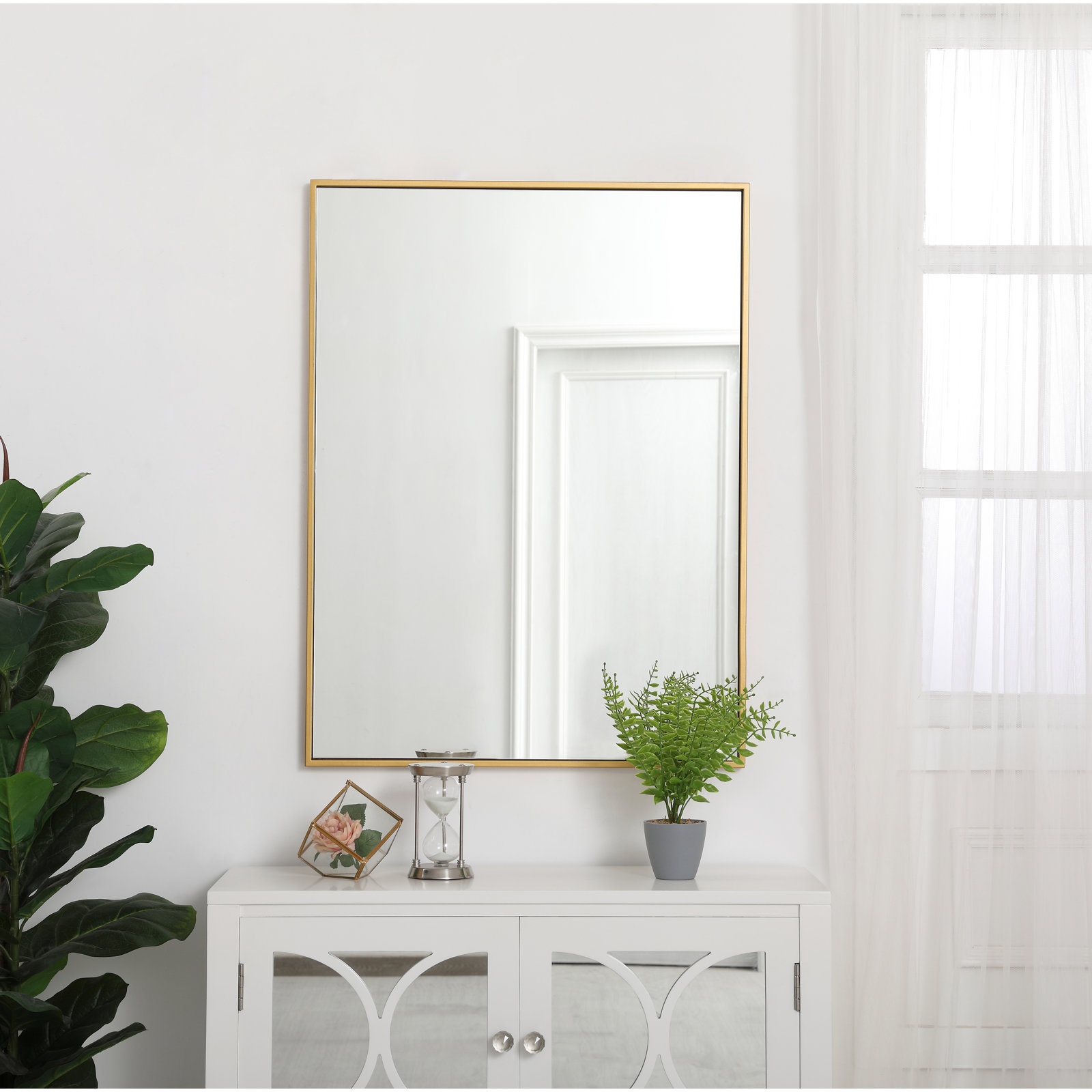 Sabine 36" Accent Mirror, 36" x 27", Brass