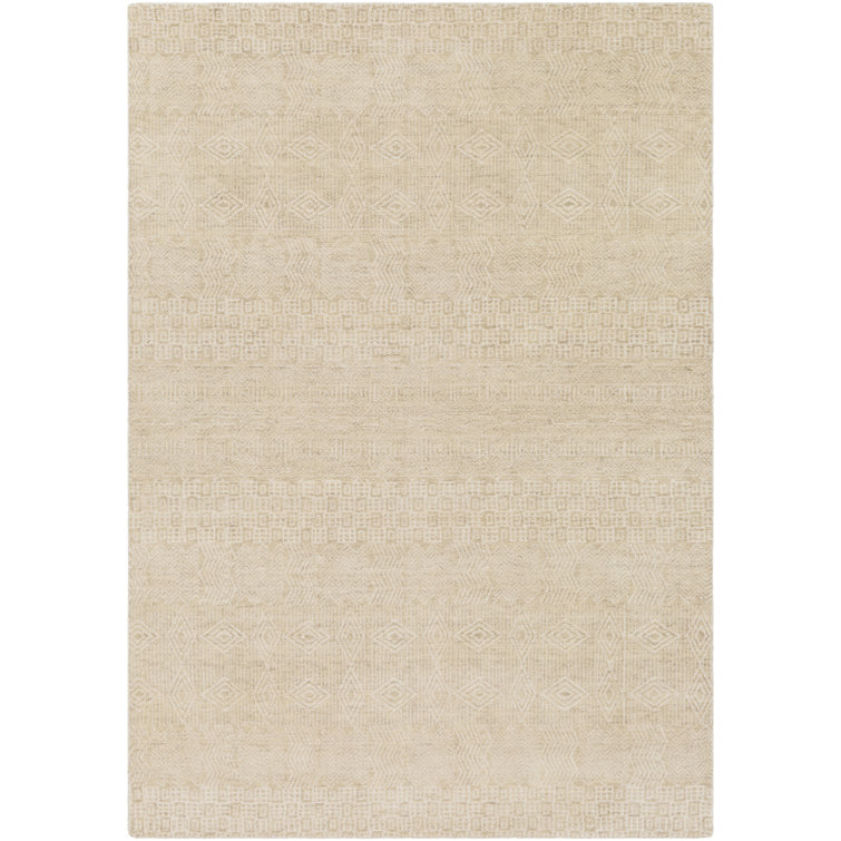 Tapis kaki / crème en laine noué à la main Tracie