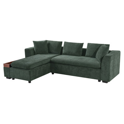 Sectional Sofa 93.7" L-Shaped Sofa Upholstered Sofa Couch With Wooden Storage Compartment For Living Room