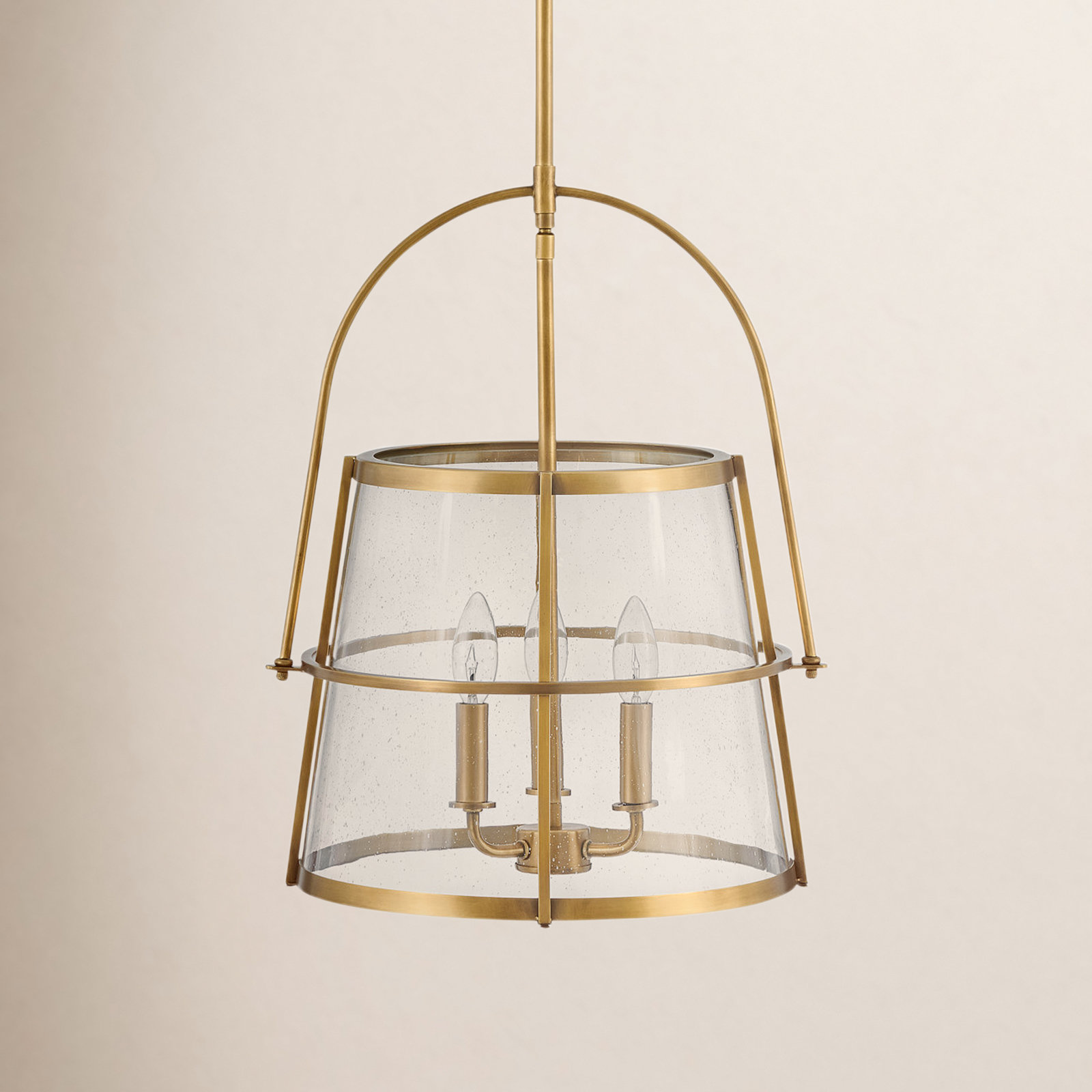 Eralia 3 Light Glass Dimmable Pendant, Heritage Brass