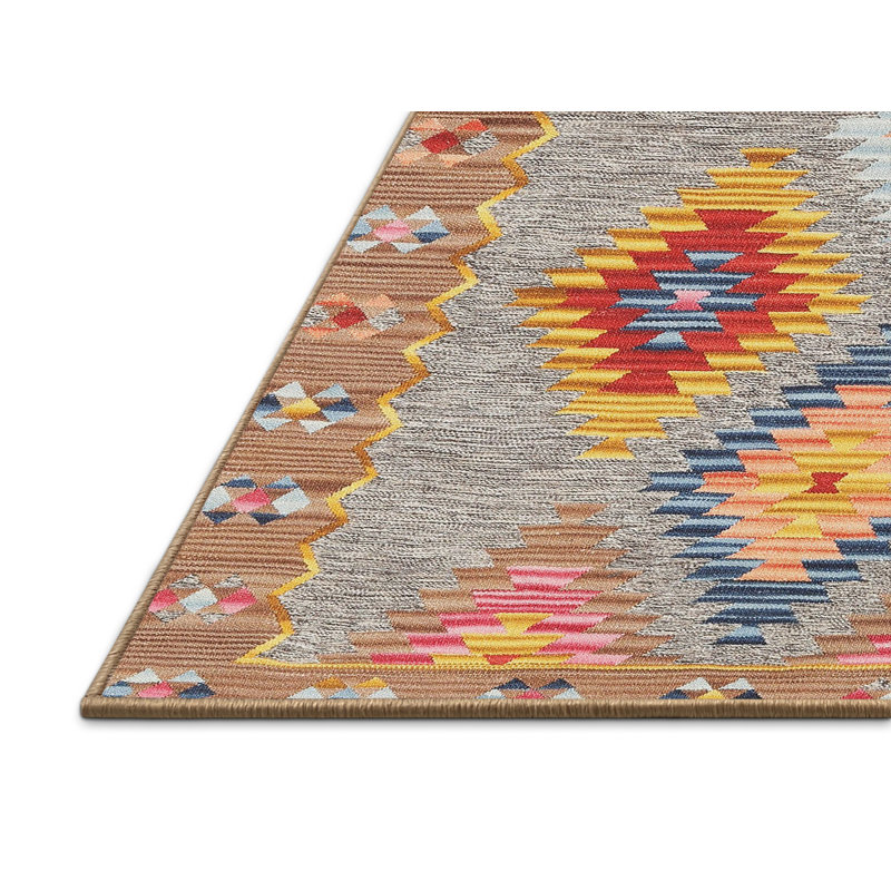 Tapis gris / orange / brun Southwestern, Rectangle 5 pi x 7 pi
