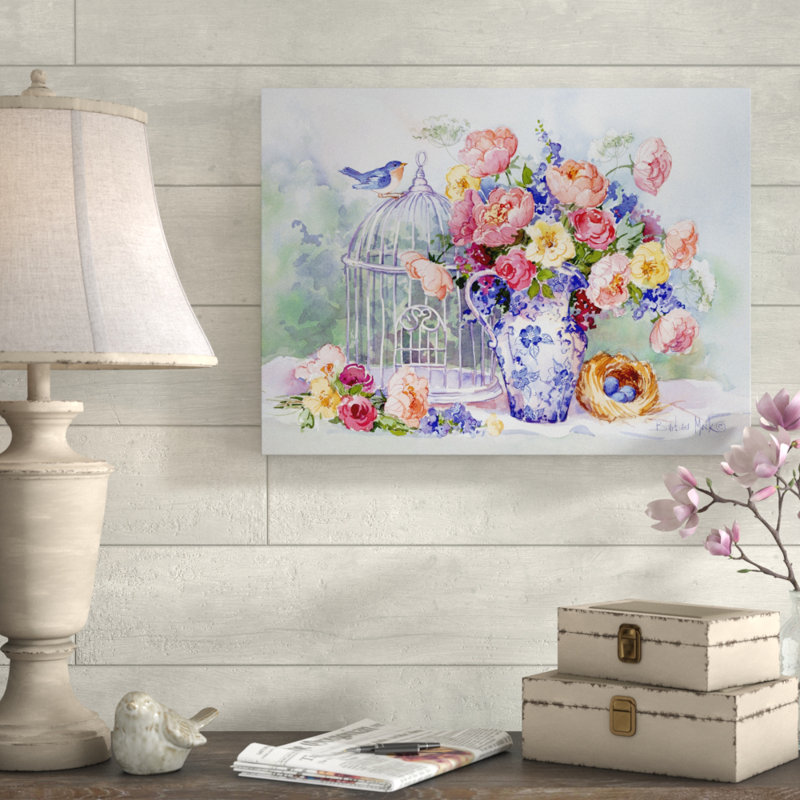 « blue oiseau sonata », reproduction de peinture à l’acrylique sur toile tendue, H 24 po x l 32 po x P 2 po
