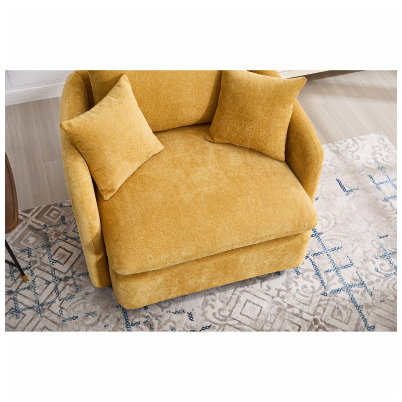Fauteuil d'appoint pivotant en chenille Aurelia l 46,1 po x P 42,6 po x H 36,8 po Aurelia