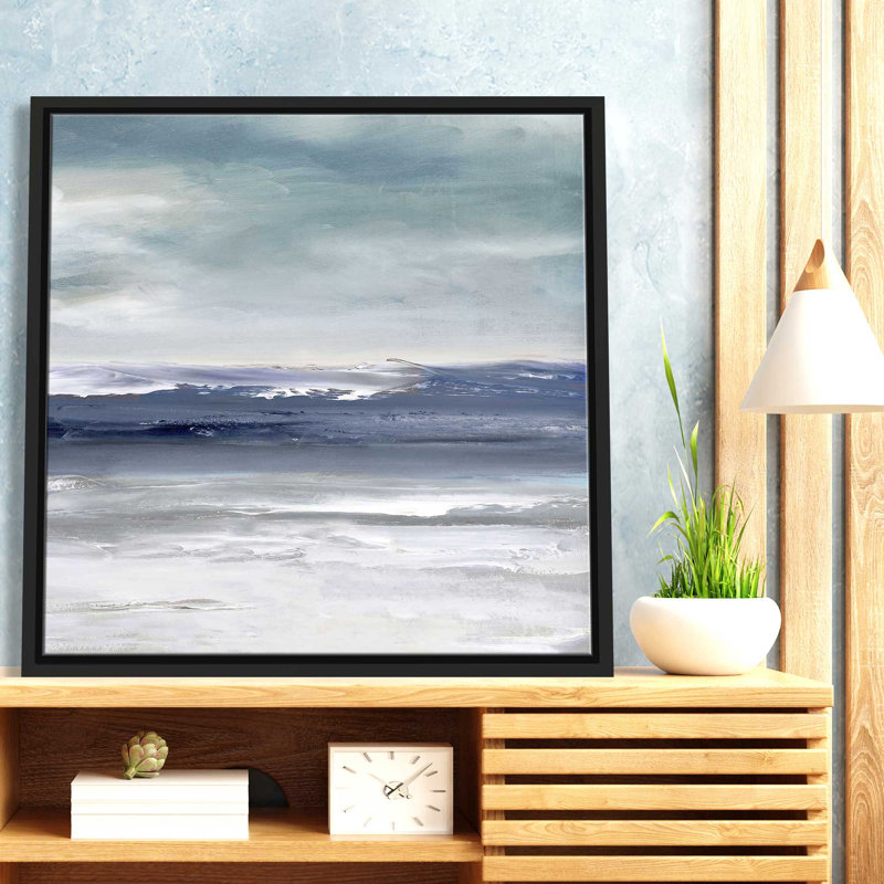 Sandpiper Bay par Sally Swatland - Peinture, L 21,5 po x H 21,5 po, Cadre noir