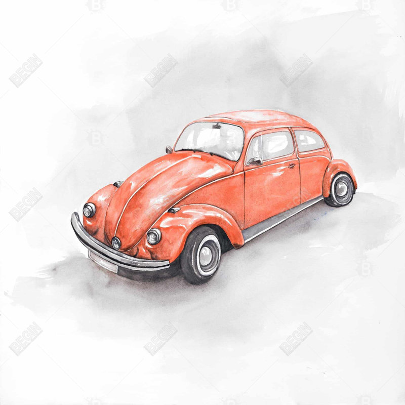 «Vintage Red Beetle» sur toile