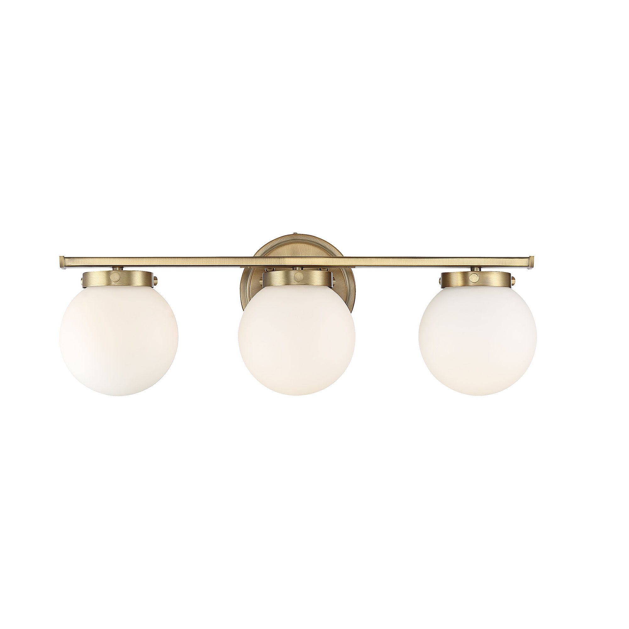Finian 3 Light Dimmable Vanity Light, Natural Brass, White