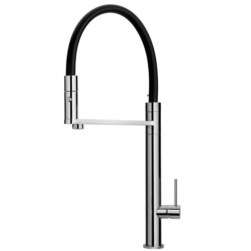 Single Handle Pull Out Faucet with Silicon Spout and Sprayer, Chrome