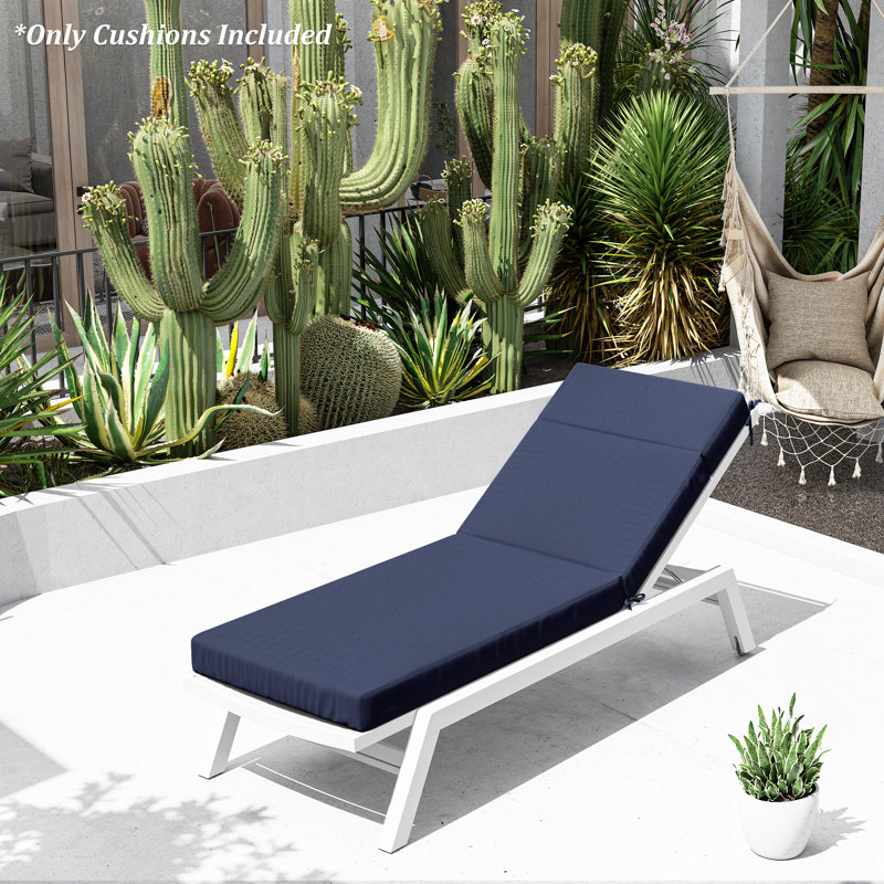 Outdoor Chaise Lounge Chair Cushion,72"X21"X4", 1, Navy Blue