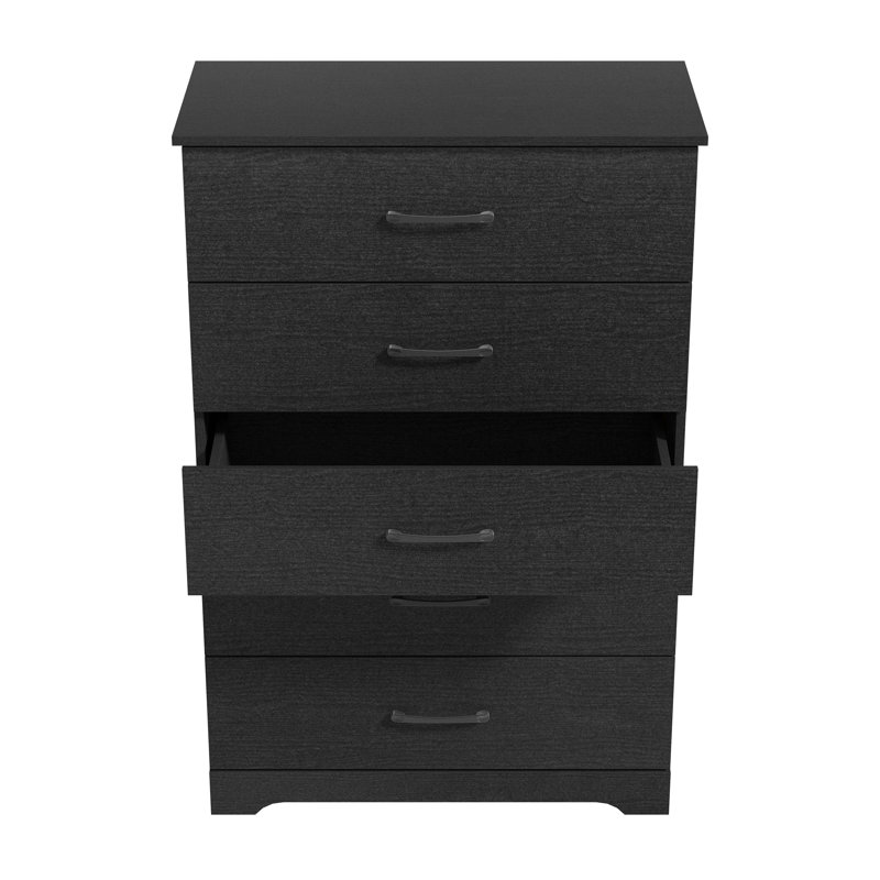 Commode 5 tiroirs Arkia, Chêne noir / robuste