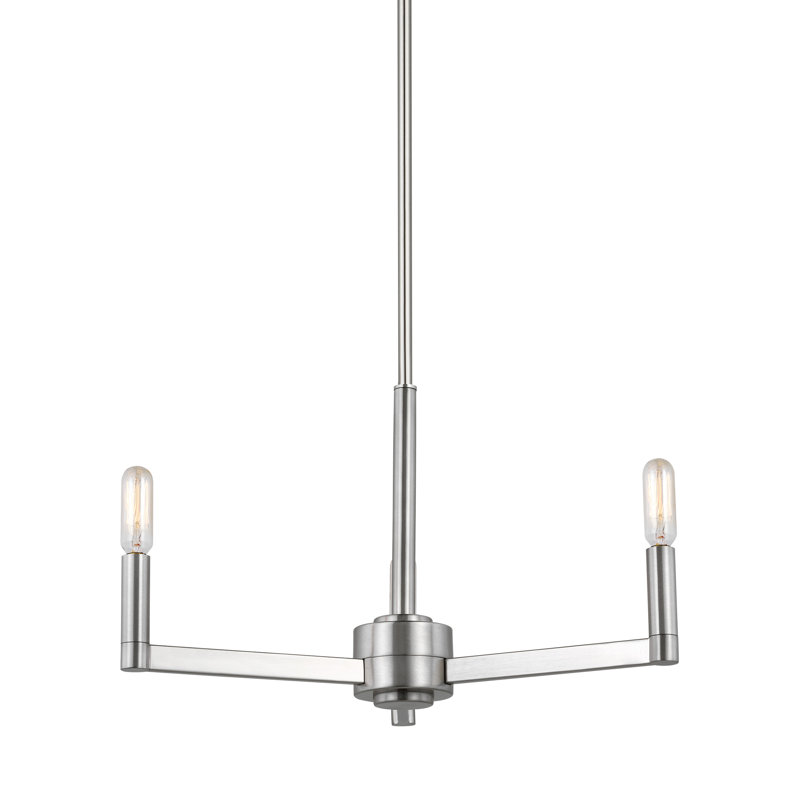 Three Light Chandelier, Brushed Nickel, 10.5"H x 10"W x 10"D