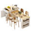 Îlot de cuisine 82,7 pouces avec table extensible pour 2 à 6 personnes, blanc, double rangement, 2 roulettes verrouillables, tiroirs, tablette ouverte, bloc d'alimentation pour 2 à 6 personnes, ambiance réglable