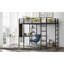 Full Size Metal Loft Bed With 2 Shelves And One Desk-1209144397-1209144398