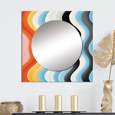 Jatina - Grand miroir mural carré abstrait pour chambre à coucher