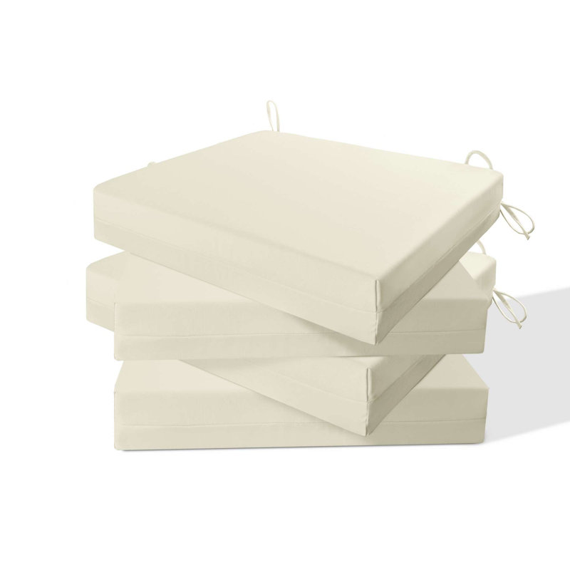 Water-Resistant Beige Outdoor Seat Cushions, 3'' Thick, Set of 4, Beige