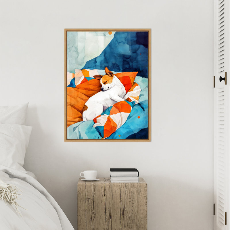 Reproduction d'art sur toile encadrée "Dogs Life Nap" par Ilora, H 30 po x l 23 po